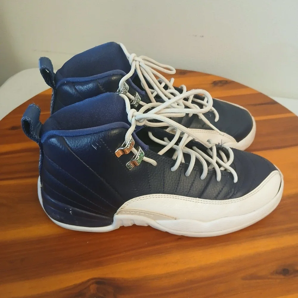 Nike Air Jordan 12 Retro Obsidian Kids 4Y Blue White Shoes Sneakers 153265-410